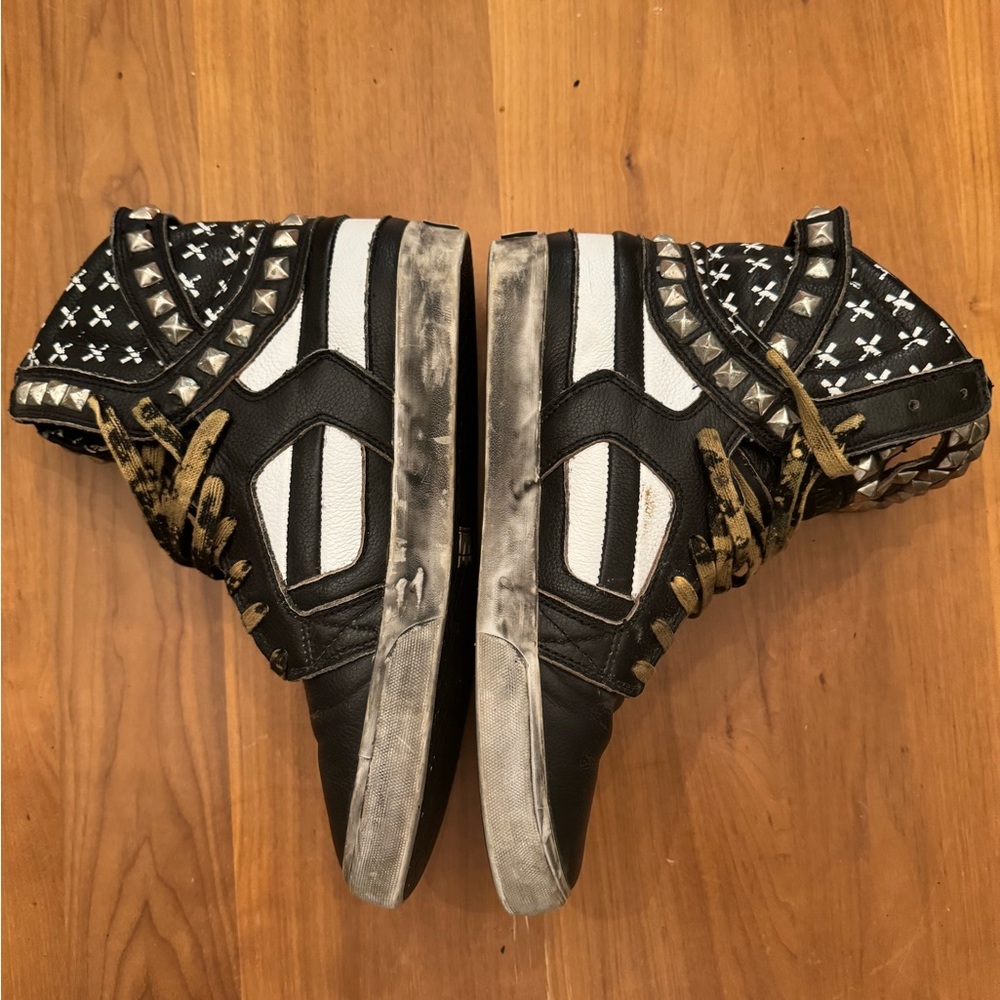 Vintage 2011 SUPRA Muska SkyTop 2 Black Flags distressed custom Studded … - Picture 3 of 9